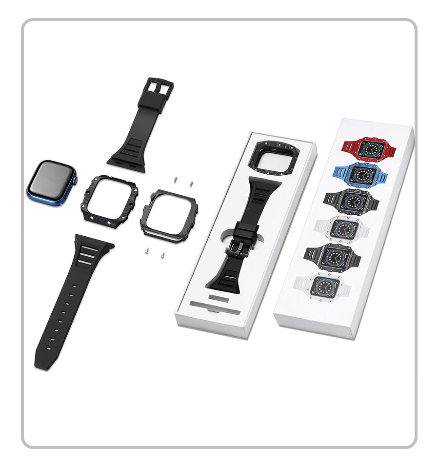 Luxury Carbon Fiber Case Strap For Apple Watch Series 41/42mm 44/45mm - Mycasety Mycasety