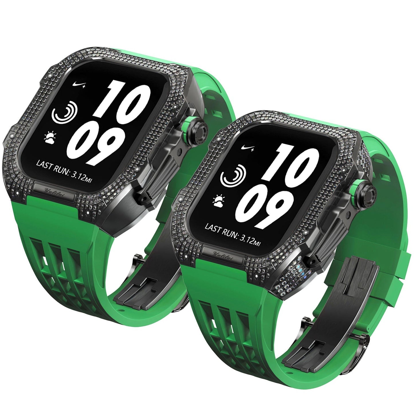 Luxurious Titanium Alloy Crystal Case Strap For Apple Watch 44/45 mm - Mycasety Mycasety