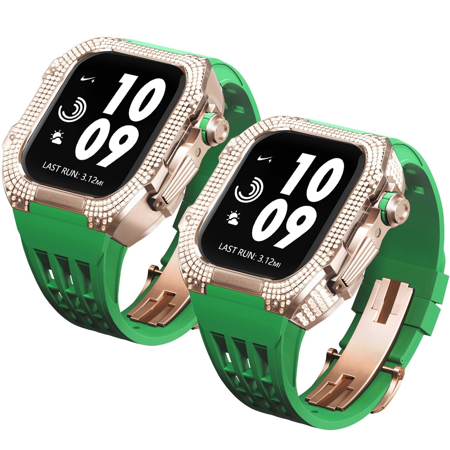 Luxurious Titanium Alloy Crystal Case Strap For Apple Watch 44/45 mm - Mycasety Mycasety