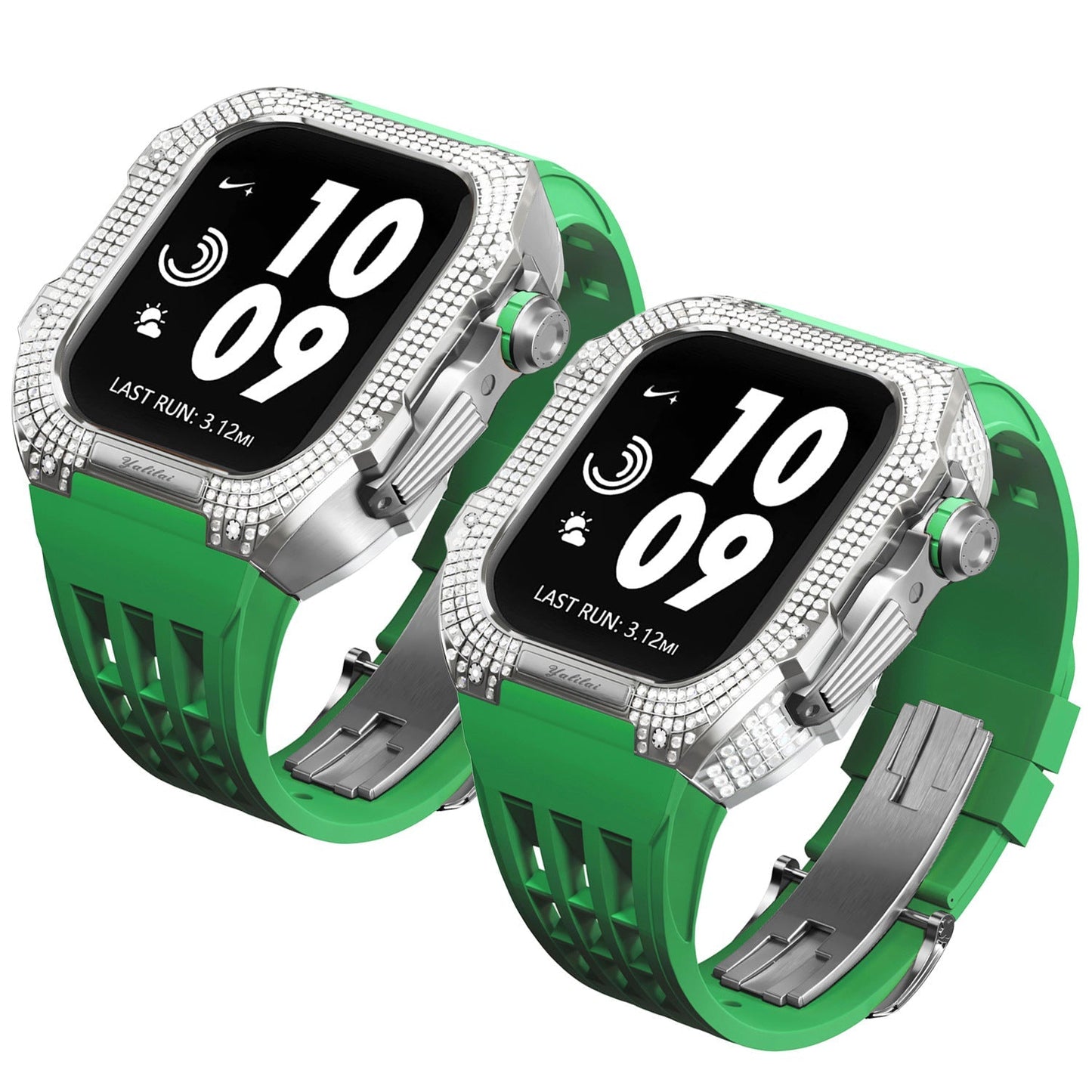 Luxurious Titanium Alloy Crystal Case Strap For Apple Watch 44/45 mm - Mycasety Mycasety