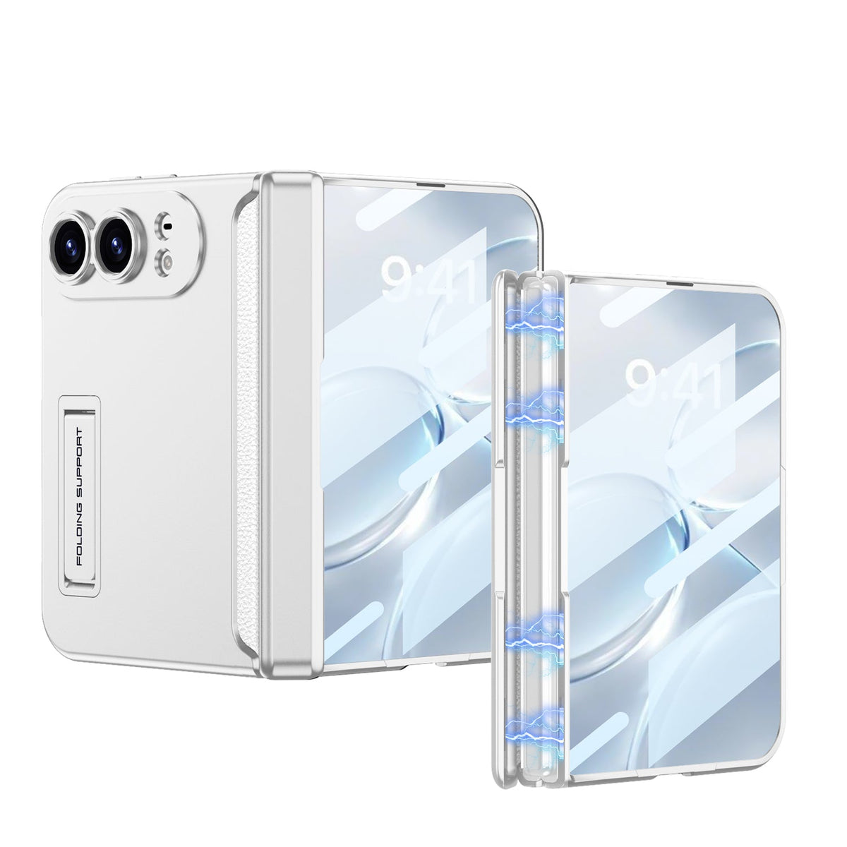 iPhone Duo - Magnetic Hinge Camera Protection Business Cover Built-in Tempered Glass Film & Hidden Kickstand