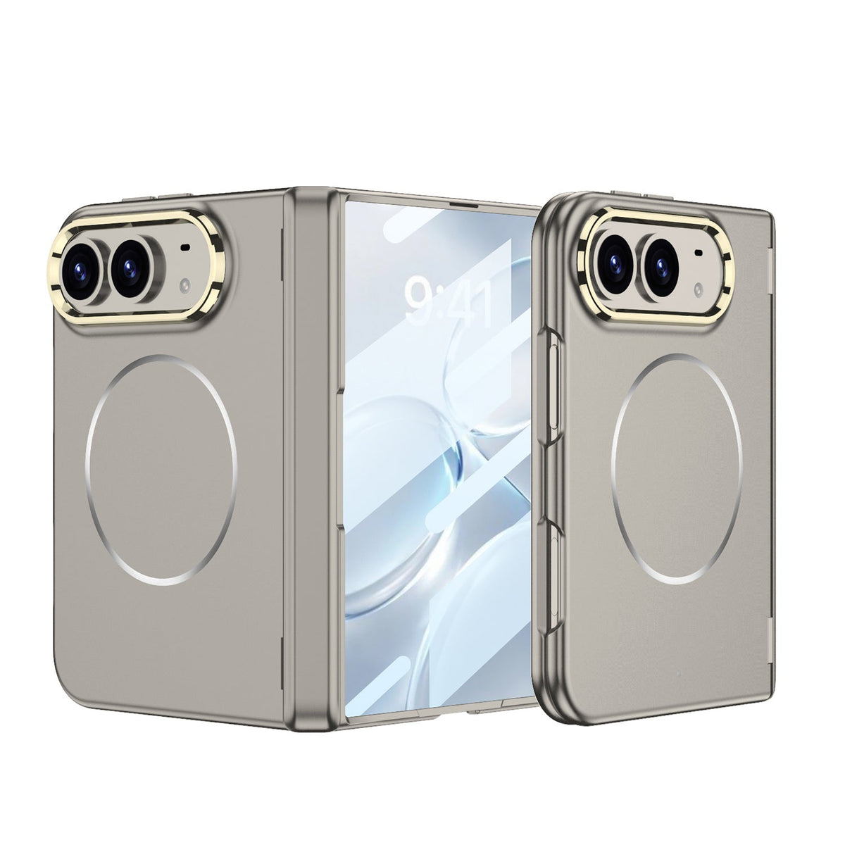 iPhone Duo - Magnetic Hinge Protection Fashion Cover Built-in Tempered Glass Film & Magnetic Ring