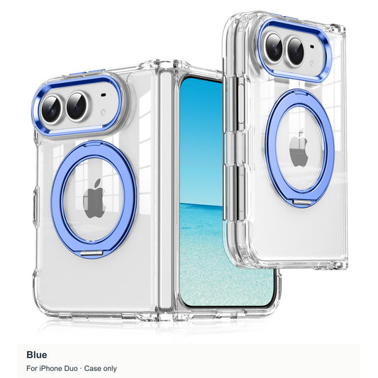 iPhone Duo | Clear Magnetic Case with Alloy Ring Stand & TPU Hinge