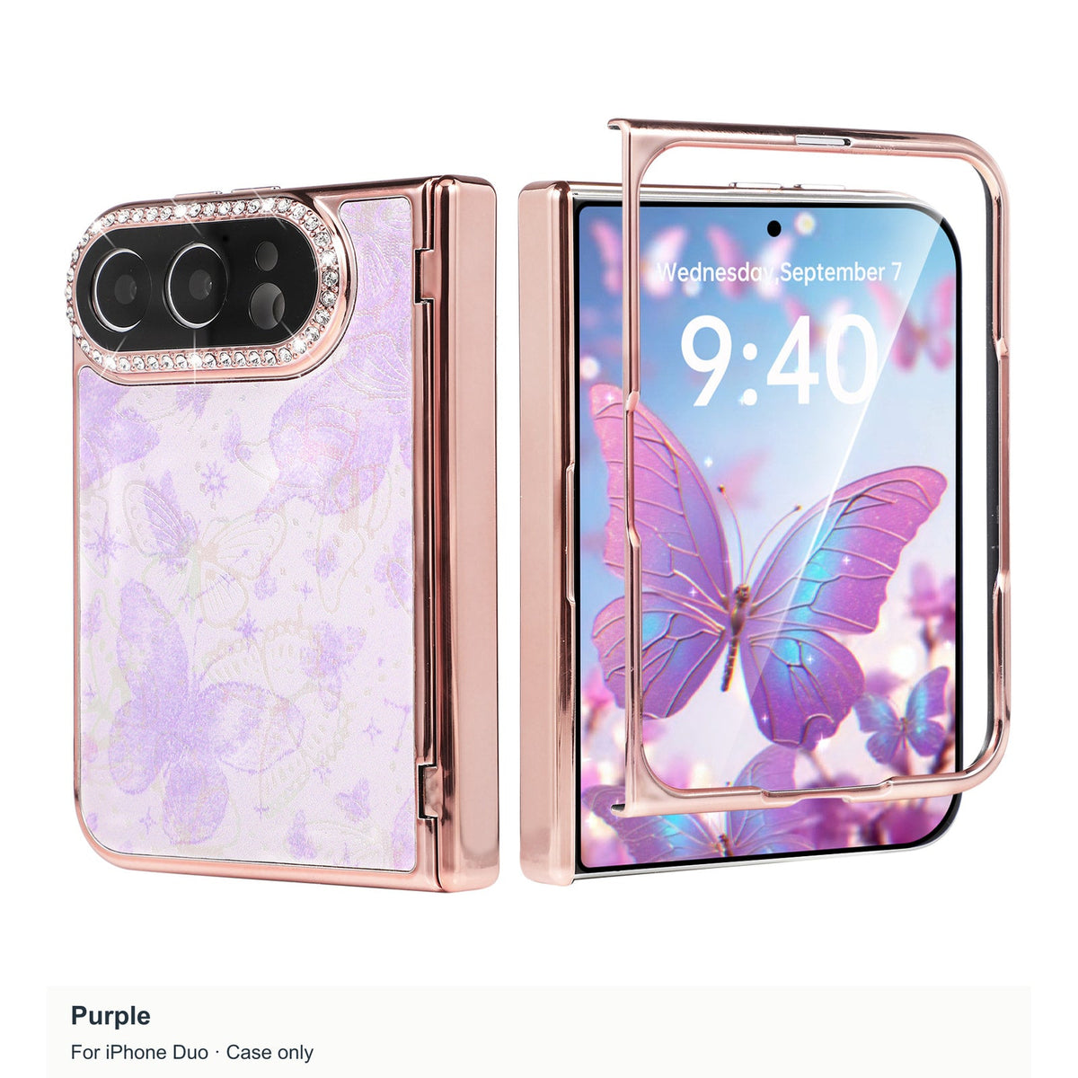 iPhone Duo | Patterned Case with Sparkling Camera Trim & Hinge Protection