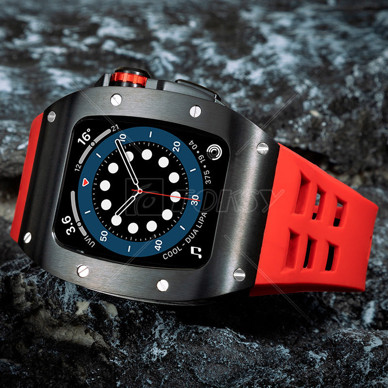 Luxury Metal Case Strap For Apple Watch Series 44/45 mm