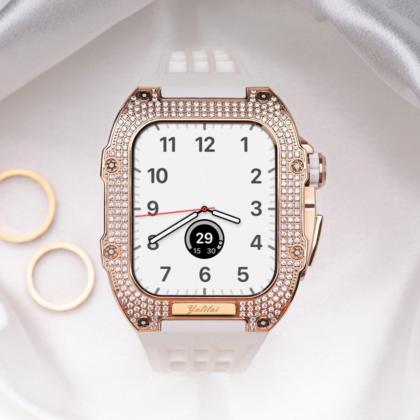 Luxurious Titanium Alloy Crystal Case Strap For Apple Watch 44/45 mm - Mycasety Mycasety