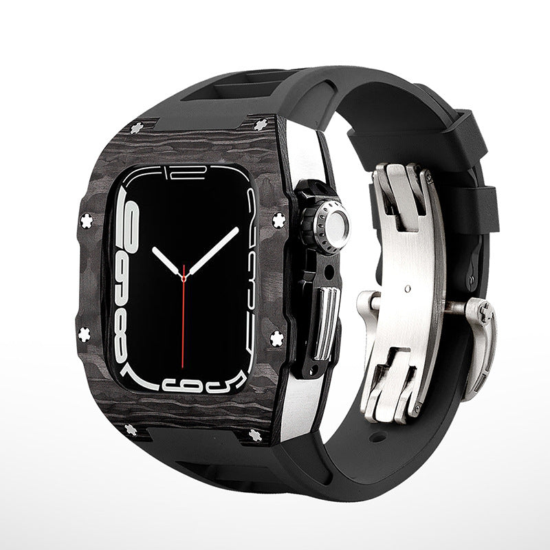 Carbon Fiber And Titanium Case With Fluororubber Strap For Apple