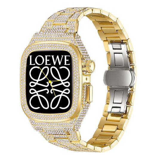 Luxury Metal Crystal Diamond Case Strap For Apple Watch Series 44/45mm - mycasety2023 Mycasety