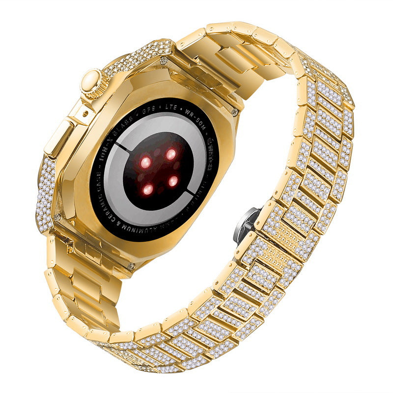 Luxury Metal Crystal Diamond Case Strap For Apple Watch Series 44/45mm - mycasety2023 Mycasety