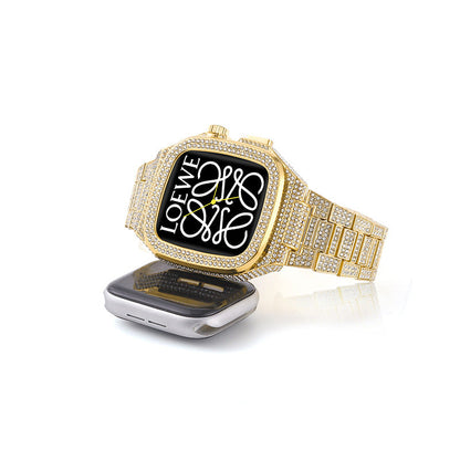 Luxury Metal Crystal Diamond Case Strap For Apple Watch Series 44/45mm - mycasety2023 Mycasety