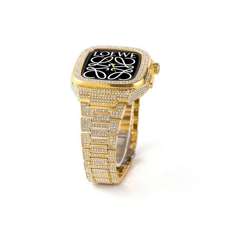 Luxury Metal Crystal Diamond Case Strap For Apple Watch Series 44/45mm - mycasety2023 Mycasety