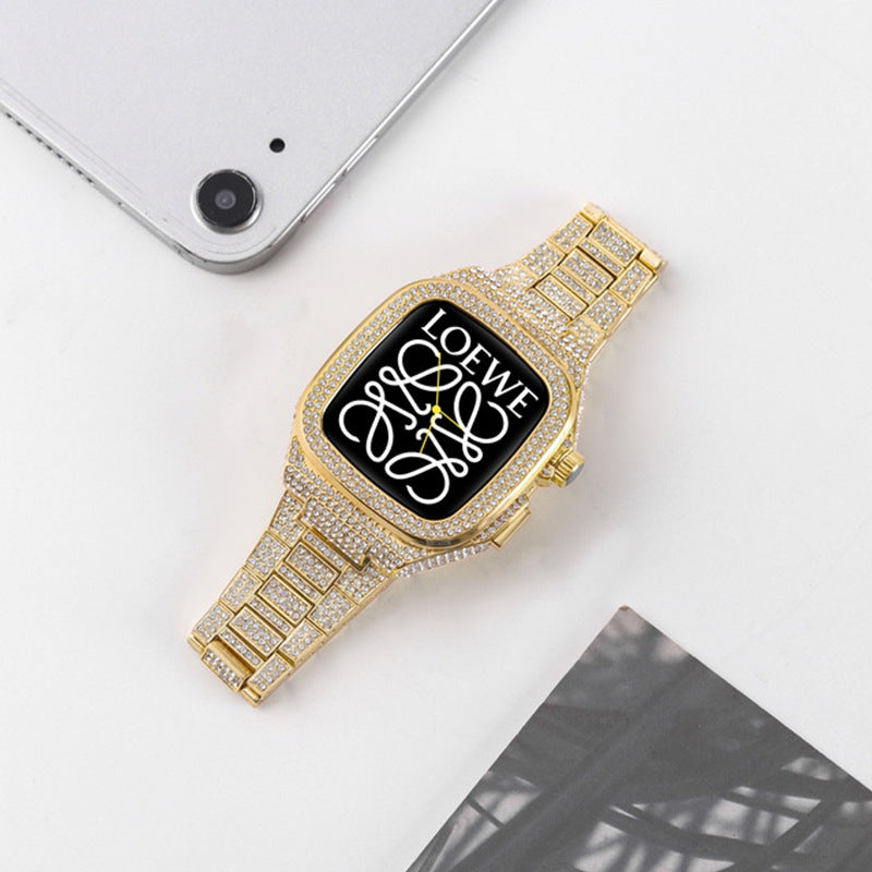 Luxury Metal Crystal Diamond Case Strap For Apple Watch Series 44/45mm - mycasety2023 Mycasety