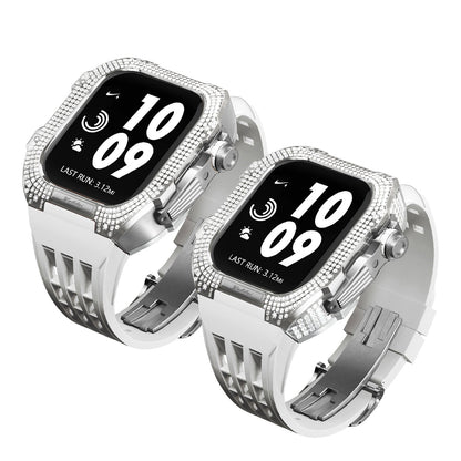 Luxurious Titanium Alloy Crystal Case Strap For Apple Watch 44/45 mm - Mycasety Mycasety