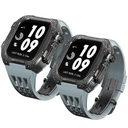 Luxurious Titanium Alloy Crystal Case Strap For Apple Watch 44/45 mm - Mycasety Mycasety