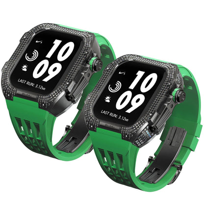 Luxurious Titanium Alloy Crystal Case Strap For Apple Watch 44/45 mm - Mycasety Mycasety