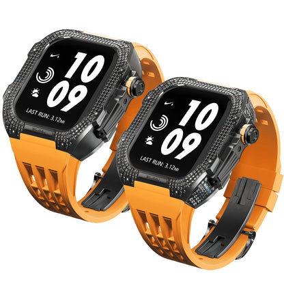Luxurious Titanium Alloy Crystal Case Strap For Apple Watch 44/45 mm - Mycasety Mycasety