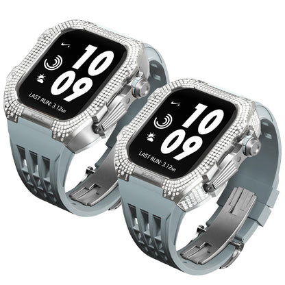 Luxurious Titanium Alloy Crystal Case Strap For Apple Watch 44/45 mm - Mycasety Mycasety