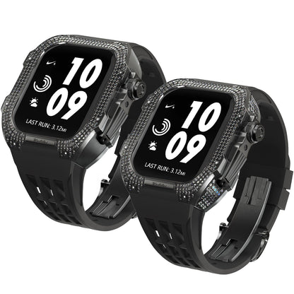 Luxurious Titanium Alloy Crystal Case Strap For Apple Watch 44/45 mm - Mycasety Mycasety