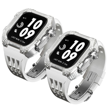 Luxurious Titanium Alloy Crystal Case Strap For Apple Watch 44/45 mm - Mycasety Mycasety
