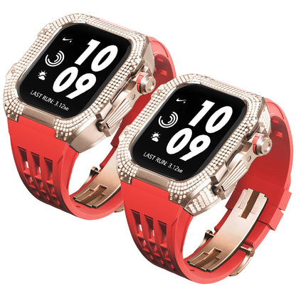 Luxurious Titanium Alloy Crystal Case Strap For Apple Watch 44/45 mm - Mycasety Mycasety