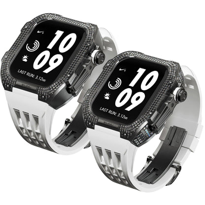 Luxurious Titanium Alloy Crystal Case Strap For Apple Watch 44/45 mm - Mycasety Mycasety