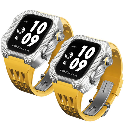 Luxurious Titanium Alloy Crystal Case Strap For Apple Watch 44/45 mm - Mycasety Mycasety