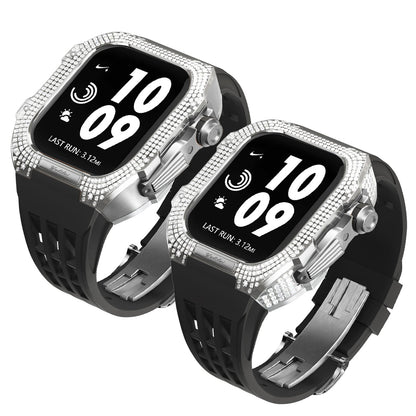Luxurious Titanium Alloy Crystal Case Strap For Apple Watch 44/45 mm - Mycasety Mycasety