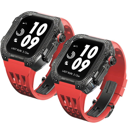 Luxurious Titanium Alloy Crystal Case Strap For Apple Watch 44/45 mm - Mycasety Mycasety