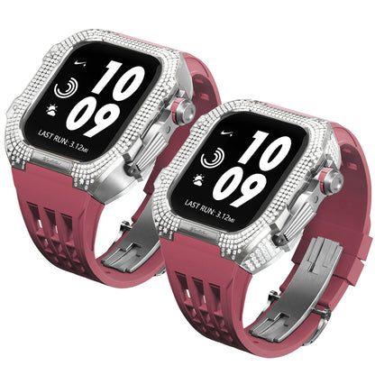 Luxurious Titanium Alloy Crystal Case Strap For Apple Watch 44/45 mm - Mycasety Mycasety