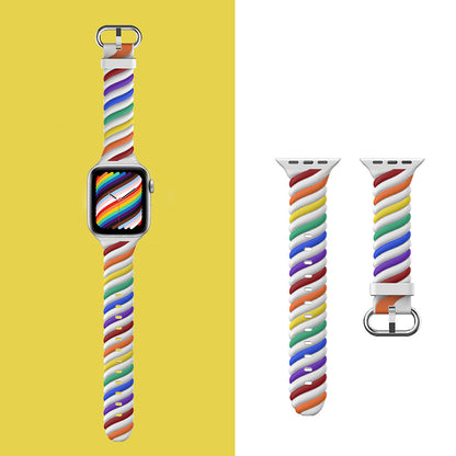 Silicone Rainbow Twist Sport Band For Apple Watch