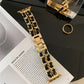 High-End Black Gold Series Leather Metal Band