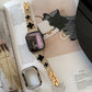 High-End Black Gold Series Leather Metal Band