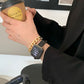 High-End Black Gold Series Leather Metal Band