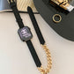 High-End Black Gold Series Leather Metal Band