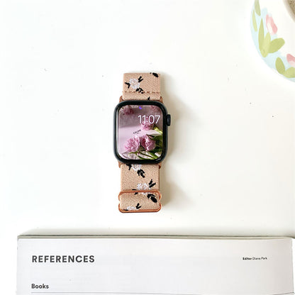 Vintage Floral Stretch Woven Nylon Floral Apple Watch Band