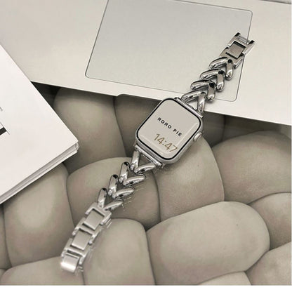 Diamond V Heart Metal Bracelet Apple Watch Band