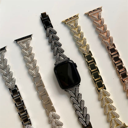 Diamond V Heart Metal Bracelet Apple Watch Band