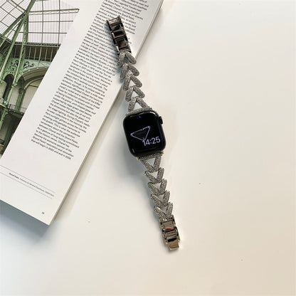 Diamond V Heart Metal Bracelet Apple Watch Band