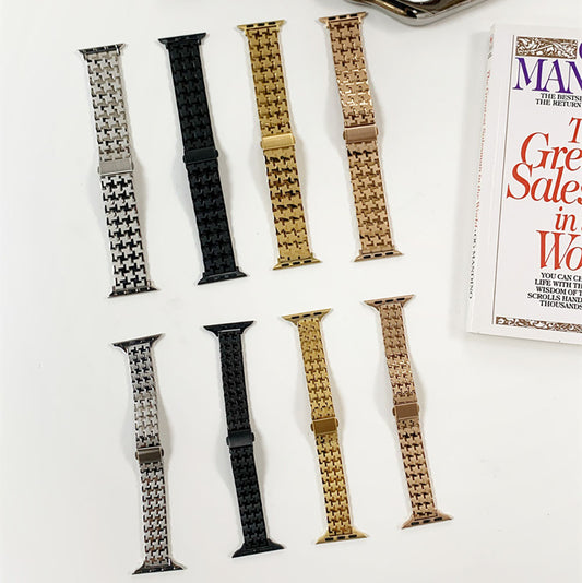 Stainless Steel Houndstooth Metal Apple Watch Band