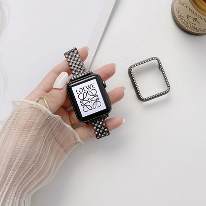 Stainless Steel Rhombus Metal Diamond Apple Watch Band