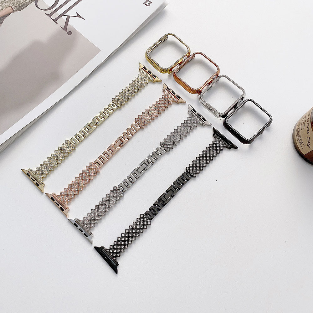 Stainless Steel Rhombus Metal Diamond Apple Watch Band