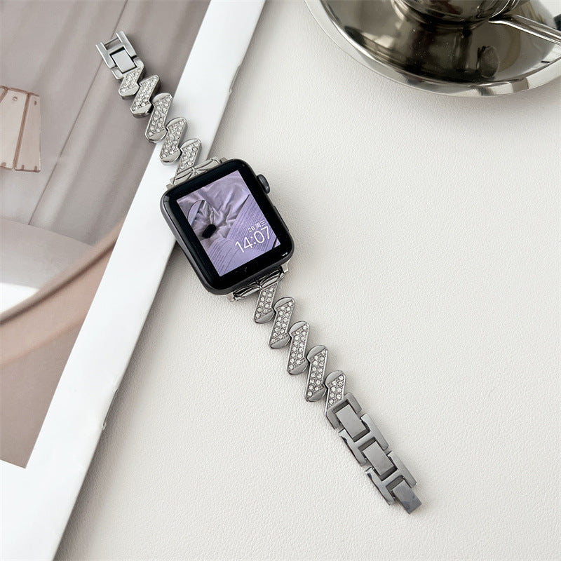 Lightning Rhinestone Alloy Watch Bracelet Apple Watch Band