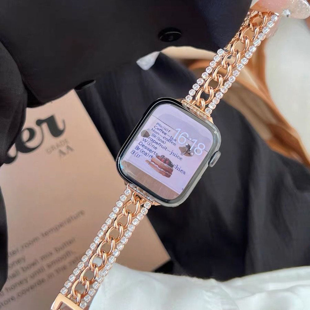 Single Breasted Rhinestone Metal Link Bracelet Apple Watch Band