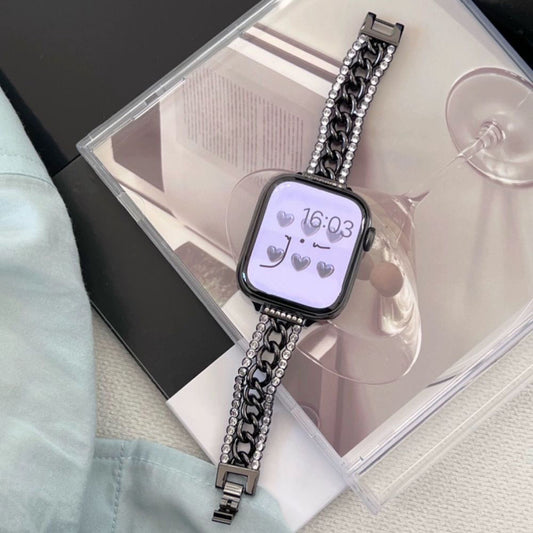 Single Breasted Rhinestone Metal Link Bracelet Apple Watch Band