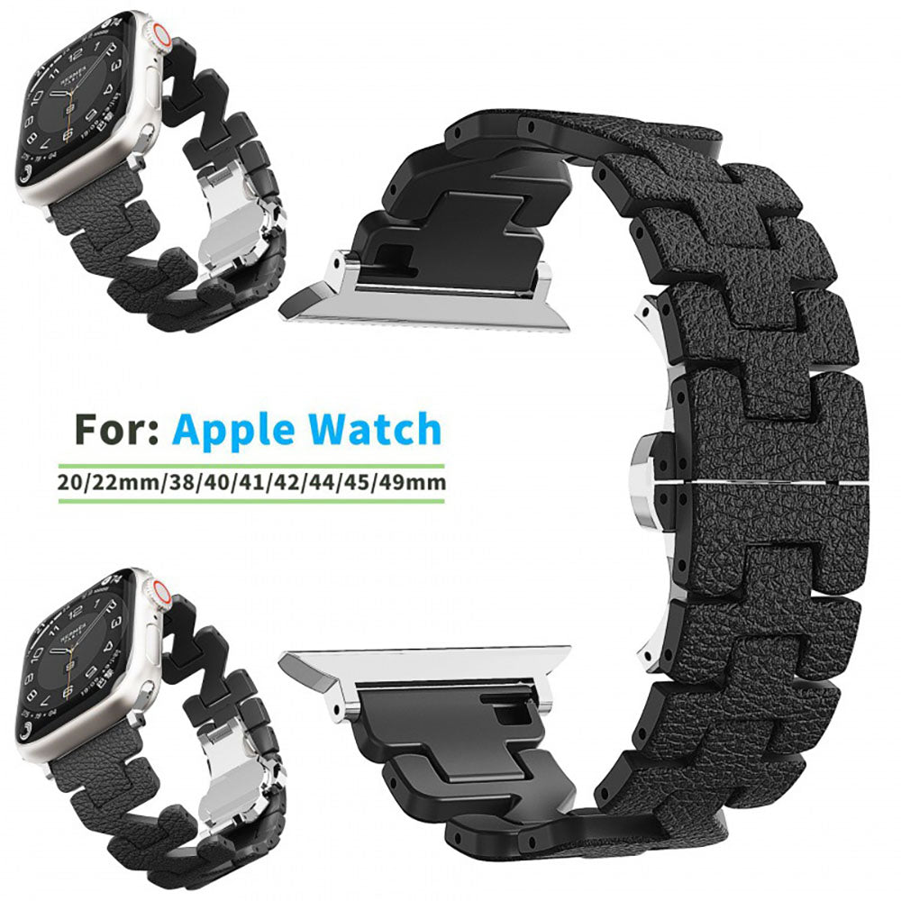 Z-Shaped Leather Apple Watch Band