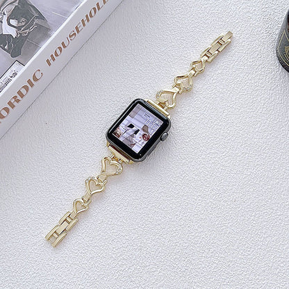 Stylish Diamond Heart Metal Apple Watch Band