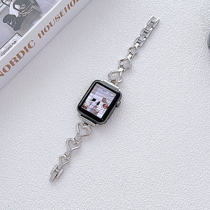 Stylish Diamond Heart Metal Apple Watch Band