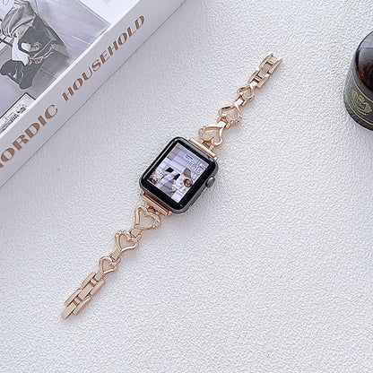 Stylish Diamond Heart Metal Apple Watch Band