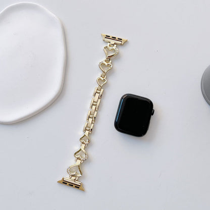 Stylish Diamond Heart Metal Apple Watch Band