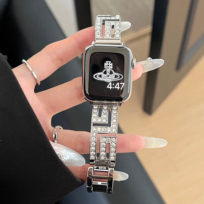 Newest Pearl Glaze Hollow Metal Diamond Bracelet Apple Watch Band